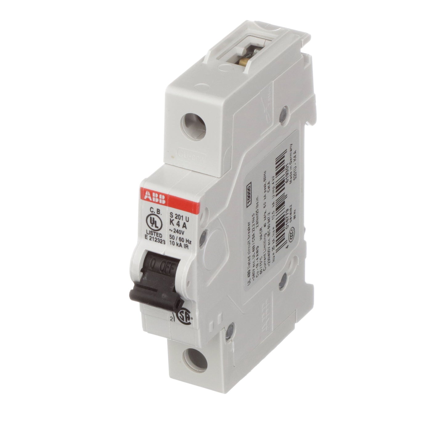 ABB S201U-K4 Circuit Breaker | 240V 4A 1P 10kA@240V Bolt-On S 200 U Series