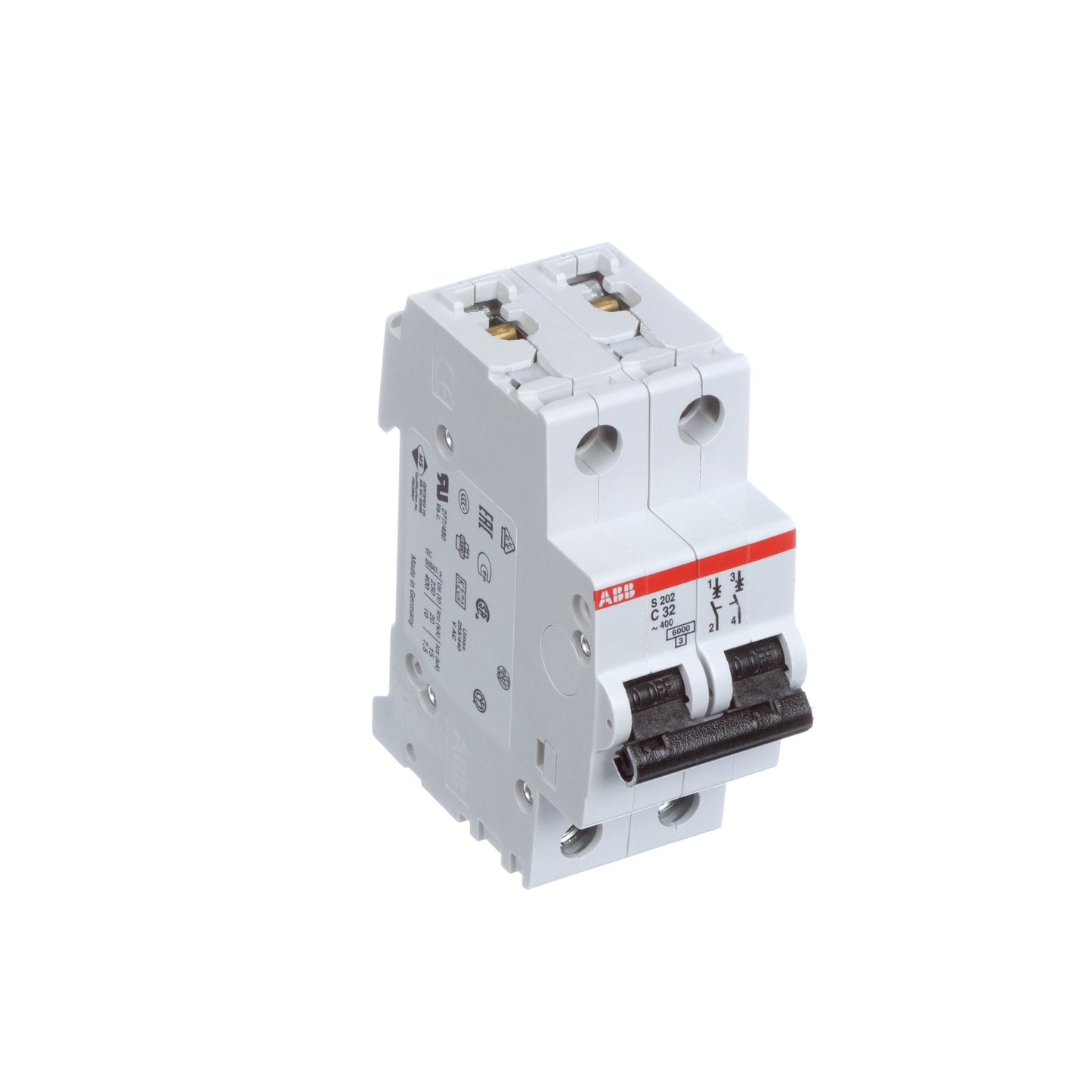 ABB S202-C32 Circuit Breaker | 480V 32A 2P 6kA@480V Feed-Thru S 200 Series