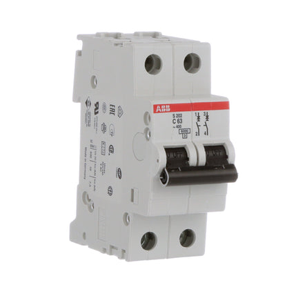 ABB S202-C63 Circuit Breaker | 480V 63A 2P 6kA@480V Feed-Thru S 200 Series