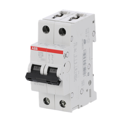 ABB S202-D1.6 Circuit Breaker | 480V 1.6A 2P 6kA@480V Feed-Thru S 200 Series