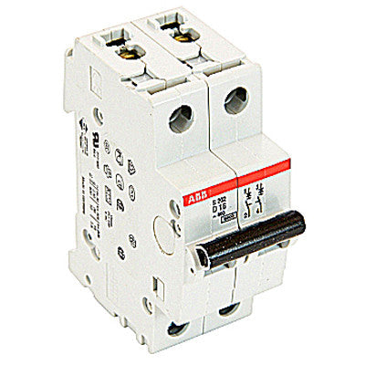 ABB S202-D16 Circuit Breaker | 480V 16A 2P 6kA@480V Feed-Thru S 200 Series
