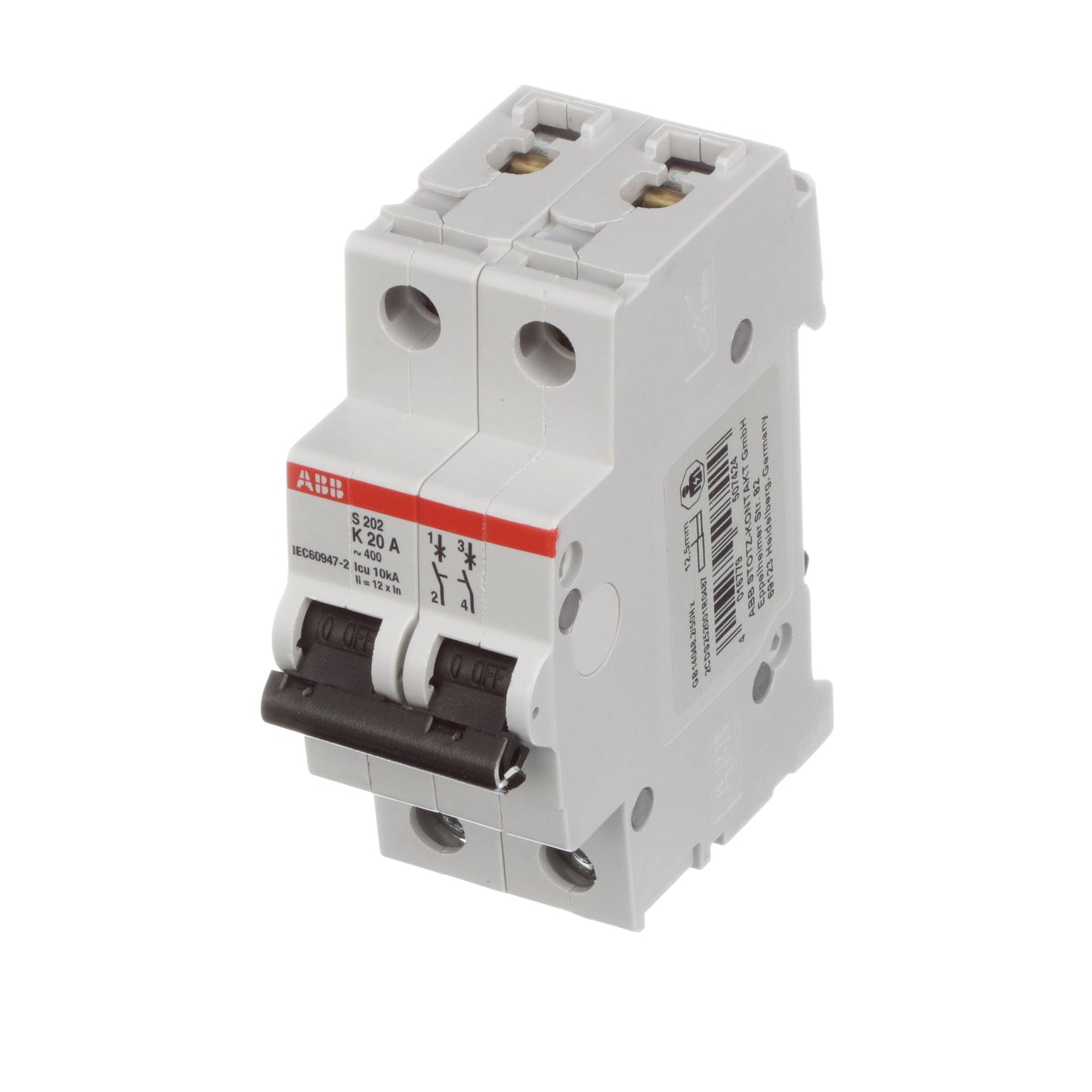 ABB S202-K20 Circuit Breaker | 480V 20A 2P 6kA@480V Feed-Thru S 200 Series