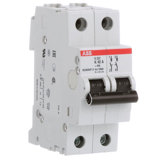 ABB S202-K40 Circuit Breaker | 480V 40A 2P 6kA@480V Feed-Thru S 200 Series