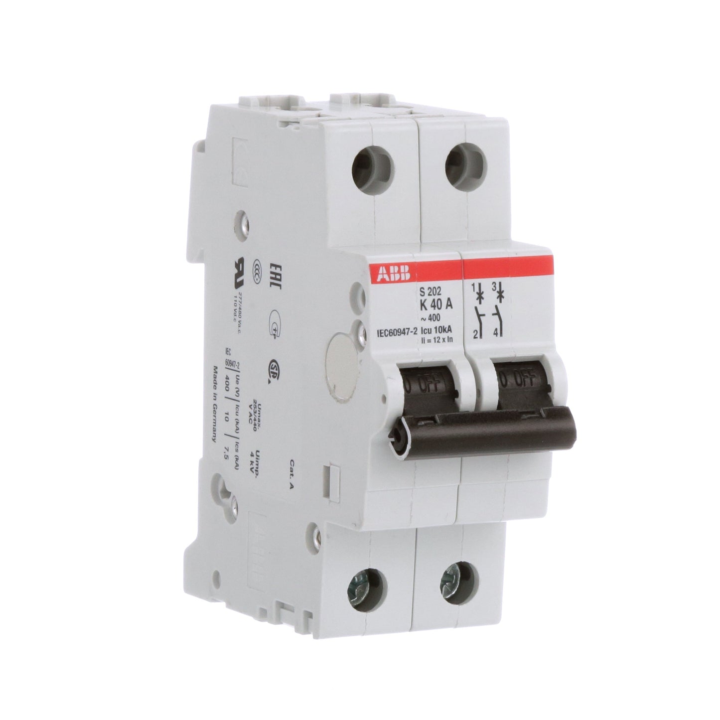 ABB S202-K40 Circuit Breaker | 480V 40A 2P 6kA@480V Feed-Thru S 200 Series