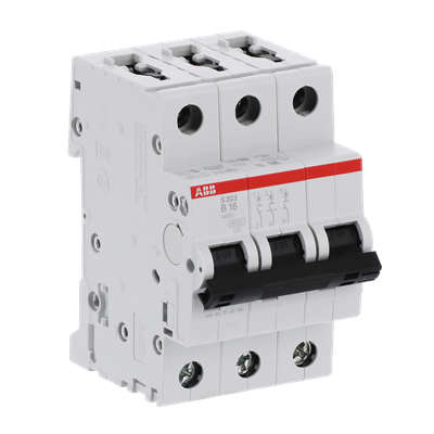 ABB S203-B16 Circuit Breaker | 480V 16A 3P 6kA@480V Feed-Thru S 200 Series