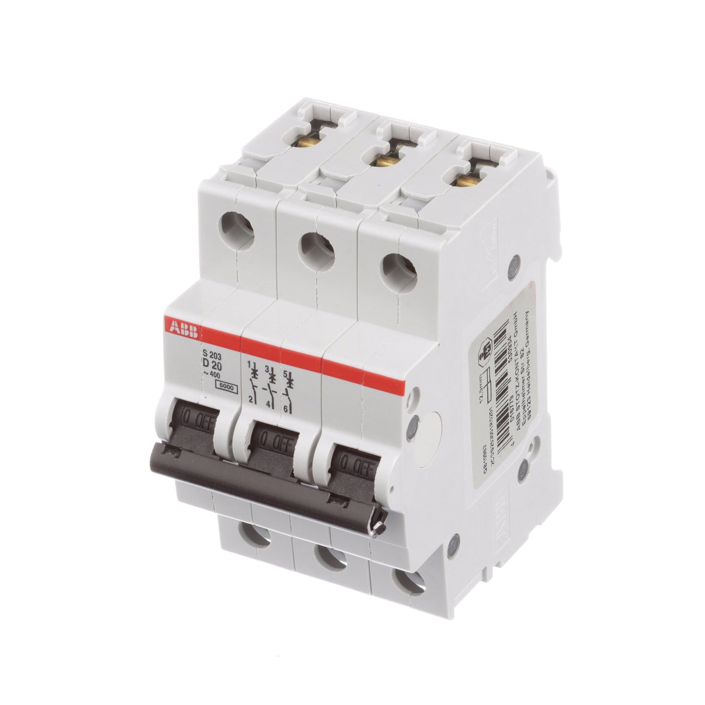 ABB S203-D20 Circuit Breaker | 480V 20A 3P 6kA@480V Feed-Thru S200
