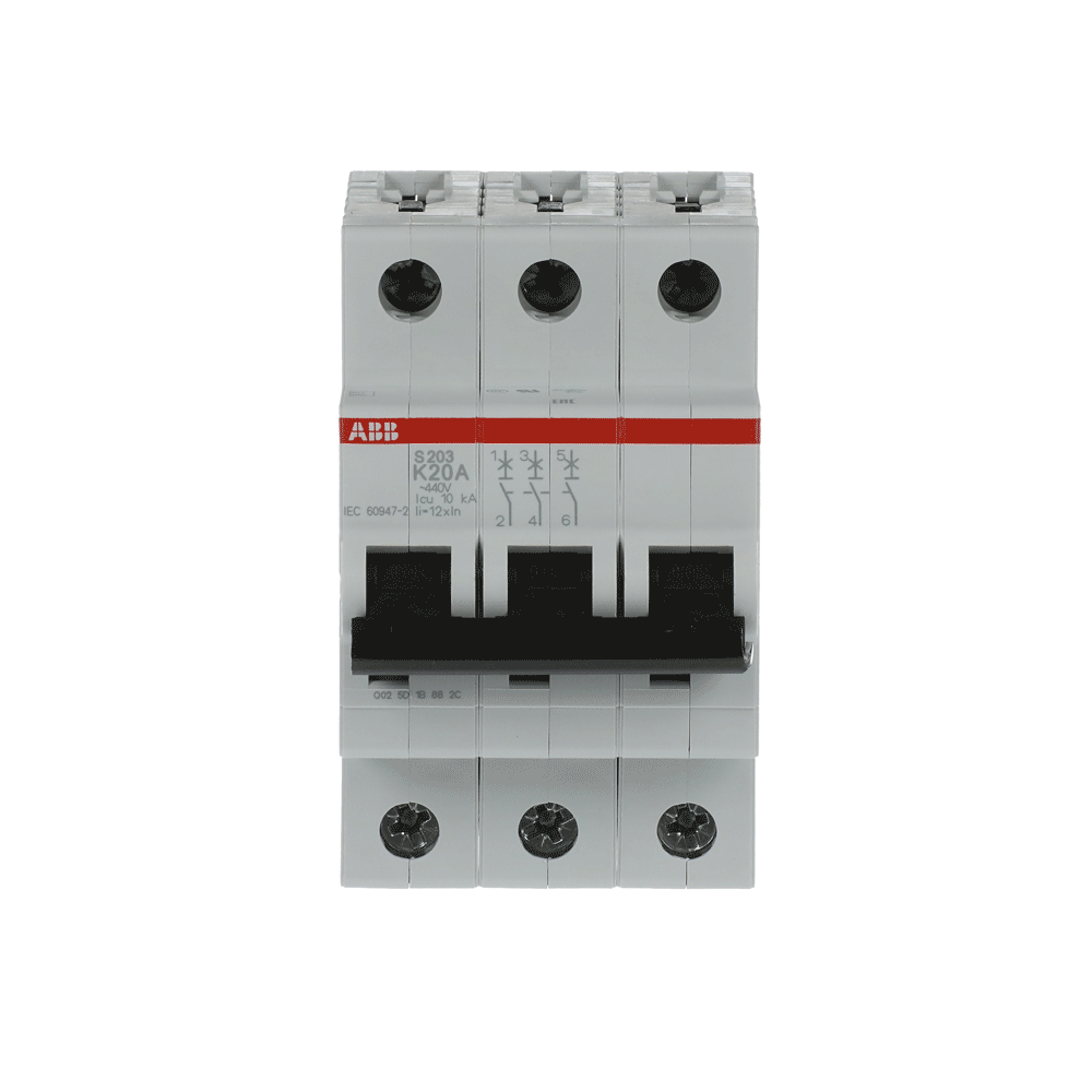 ABB S203-K20 Circuit Breaker | 480V 20A 3P 6kA@480V Feed-Thru S 200 Series