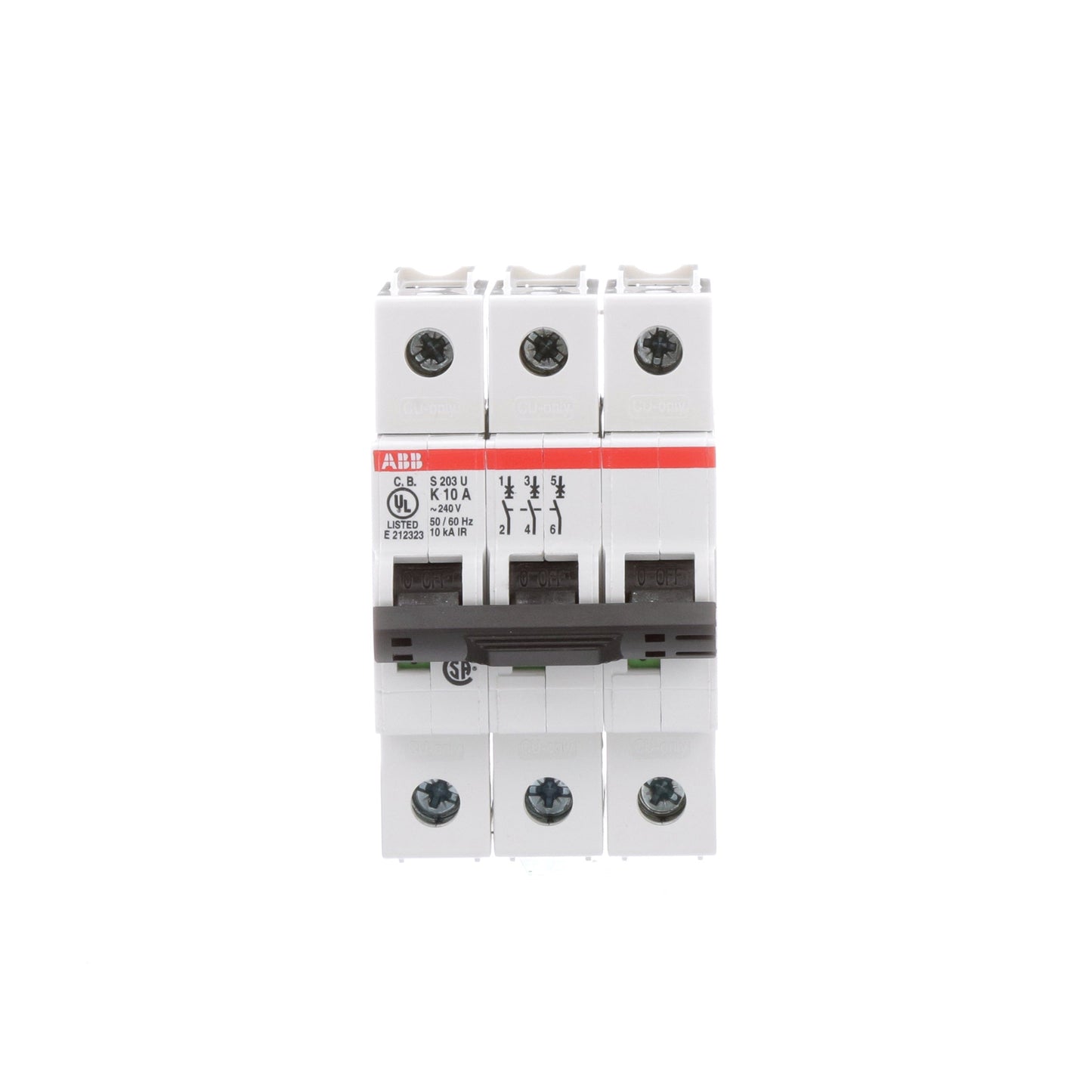 ABB S203U-K10 Circuit Breaker | 240V 10A 3P 10kA@240V Bolt-On S 200 U Series