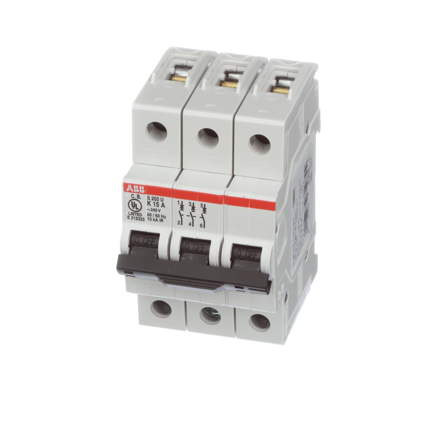 ABB S203U-K15 Circuit Breaker | 240V 15A 3P 10kA@240V Bolt-On S 200 U Series