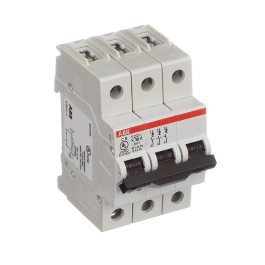 ABB S203U-K30 Circuit Breaker | 240V 30A 3P 10kA@240V Bolt-On S 200 U Series
