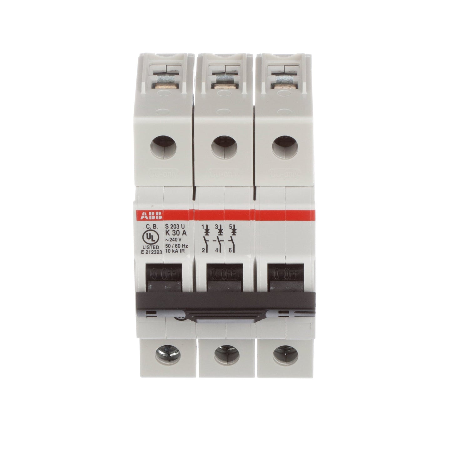 ABB S203U-K30 Circuit Breaker | 240V 30A 3P 10kA@240V Bolt-On S 200 U Series