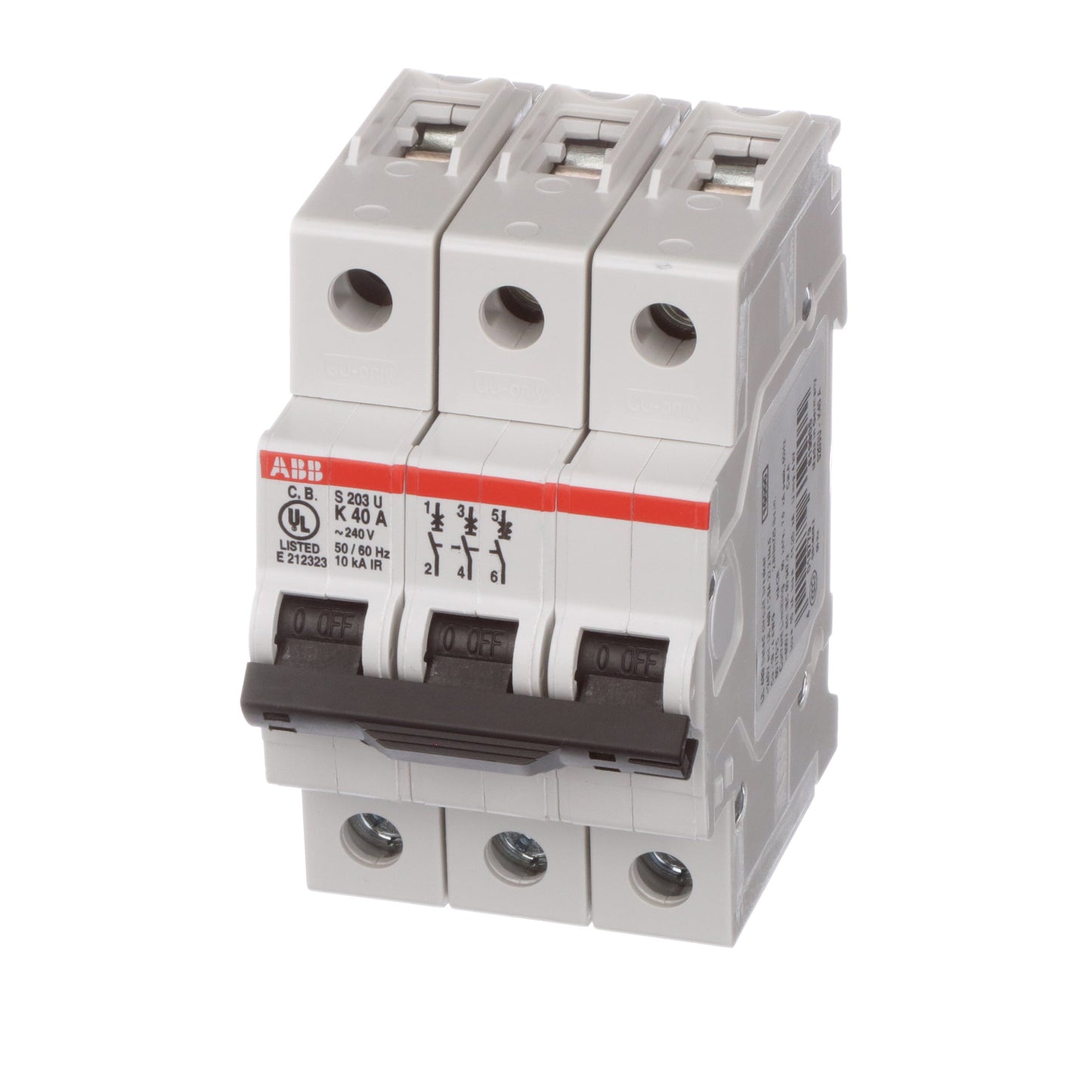ABB S203U-K40 Circuit Breaker | 240V 40A 3P 10kA@240V Bolt-On S 200 U Series