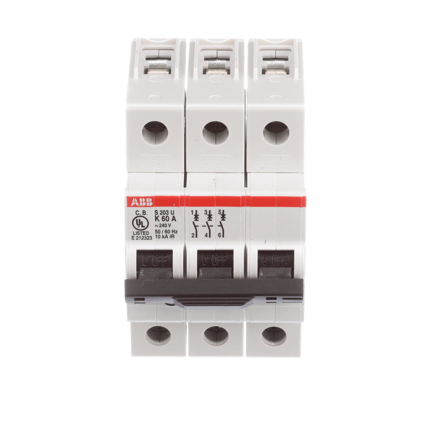 ABB S203U-K60 Circuit Breaker | 240V 60A 3P 10kA@240V Bolt-On S 200 U Series