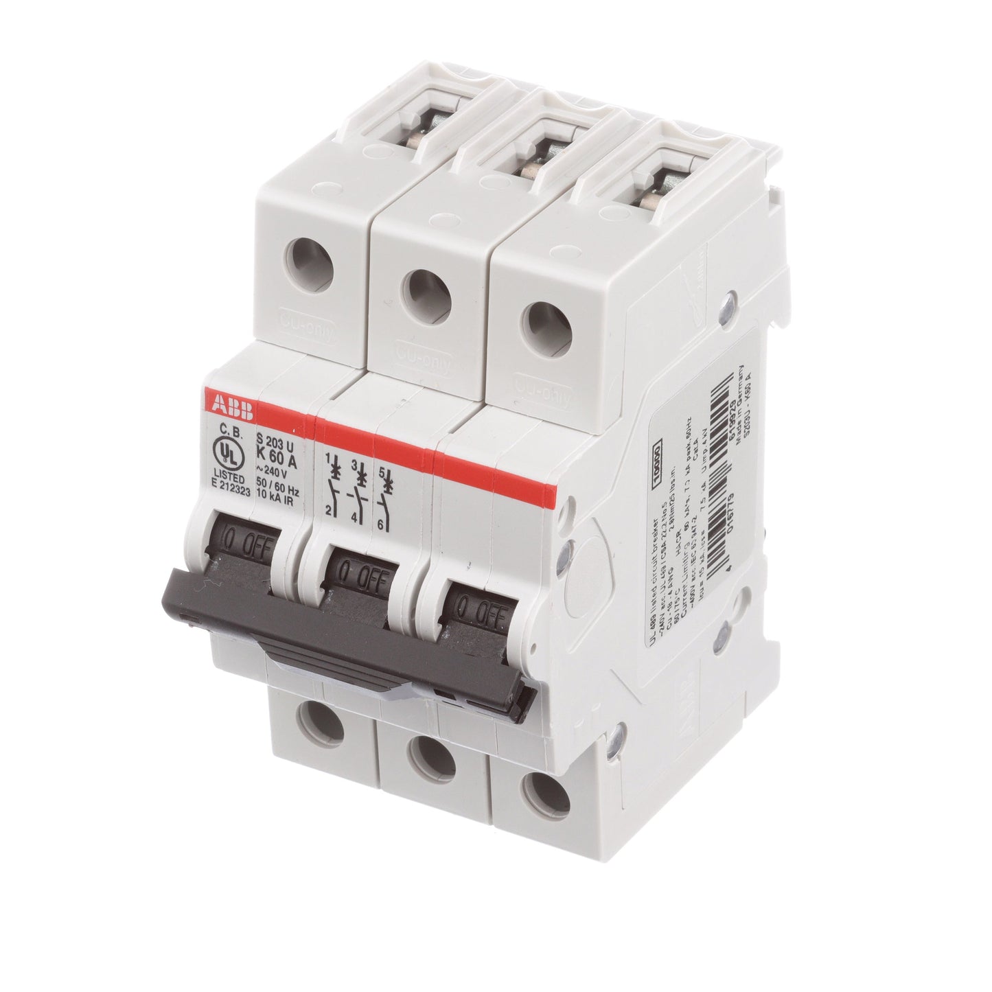 ABB S203U-K60 Circuit Breaker | 240V 60A 3P 10kA@240V Bolt-On S 200 U Series