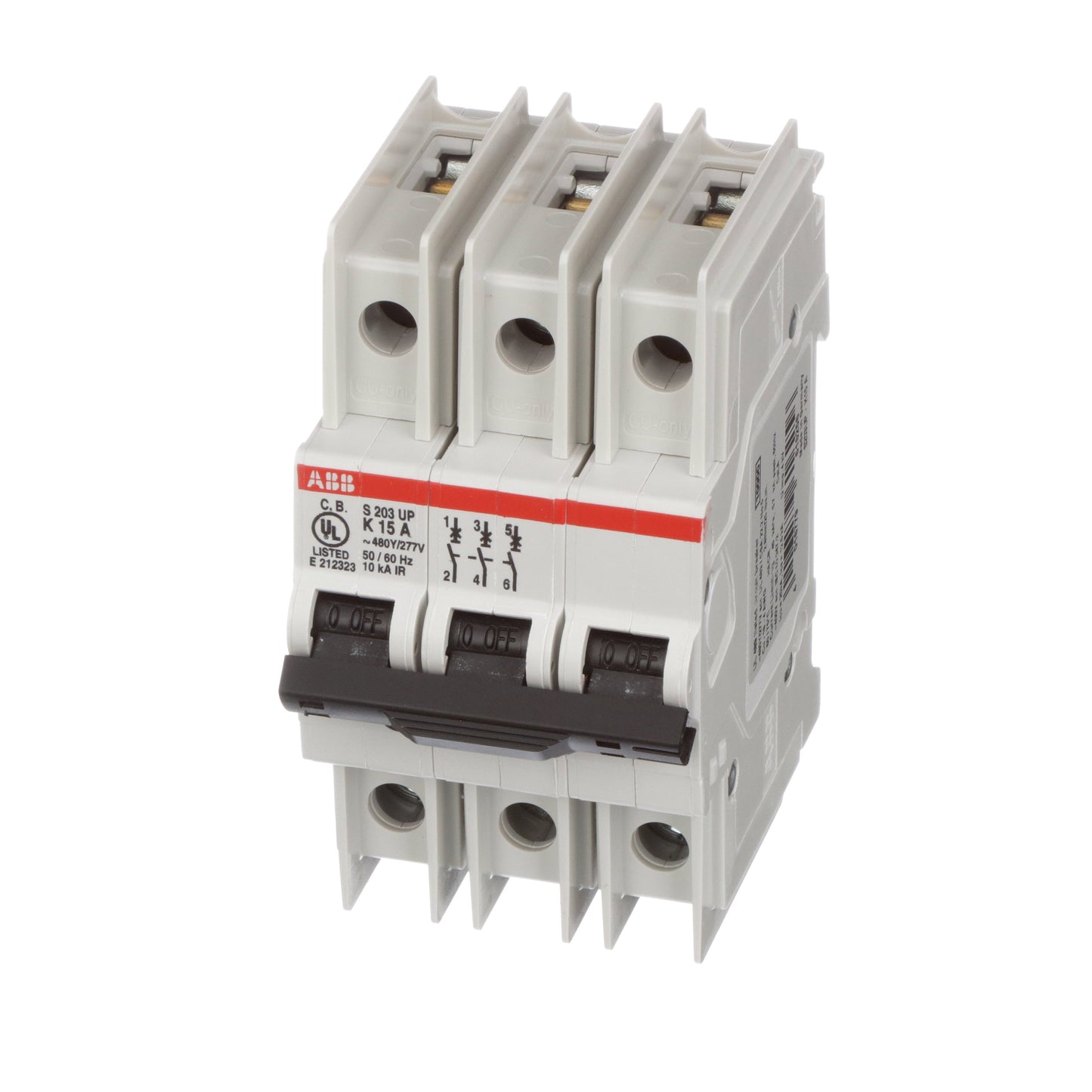 ABB S203UP-K15 Circuit Breaker | 480V 15A 3P 10kA@480V Feed-Thru S 200 UP Series