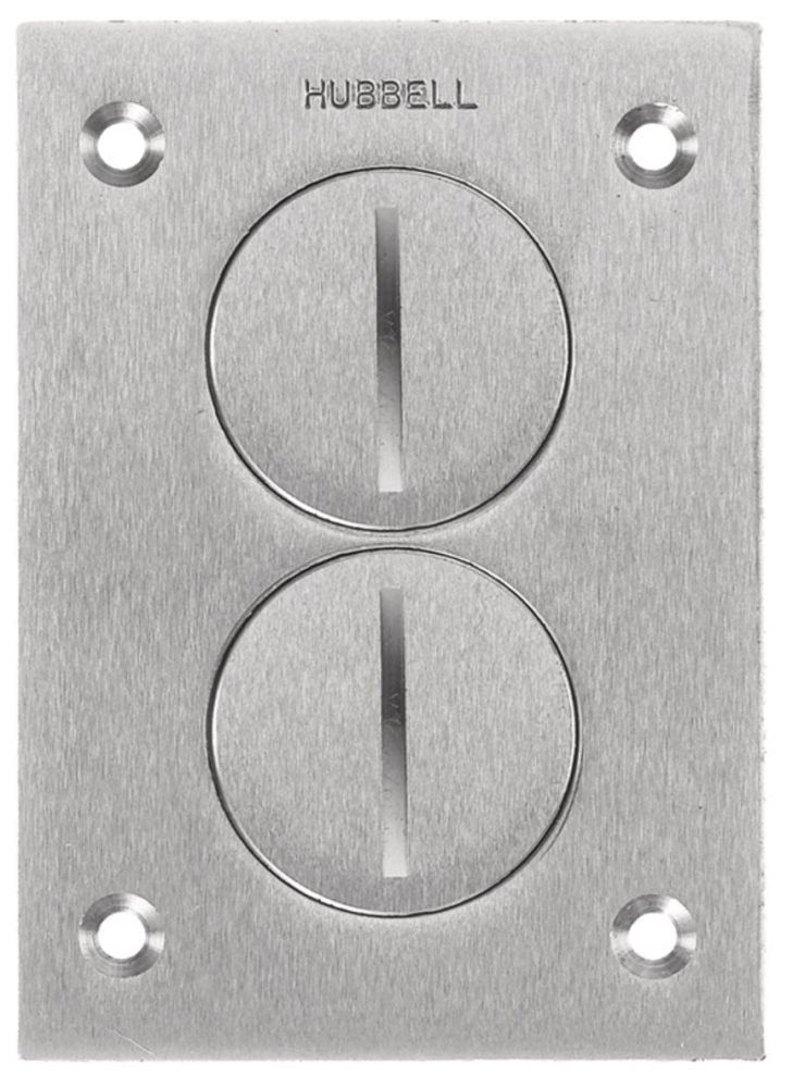 Hubbell SA3625 Floor Box Cover | Aluminum 1-Gang Duplex Threaded Plugs