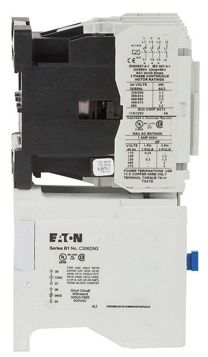 Eaton AE16ANS0AC Motor Starter | 3 Pole 3 Phase 600V 7A 110V Coil Freedom AE16