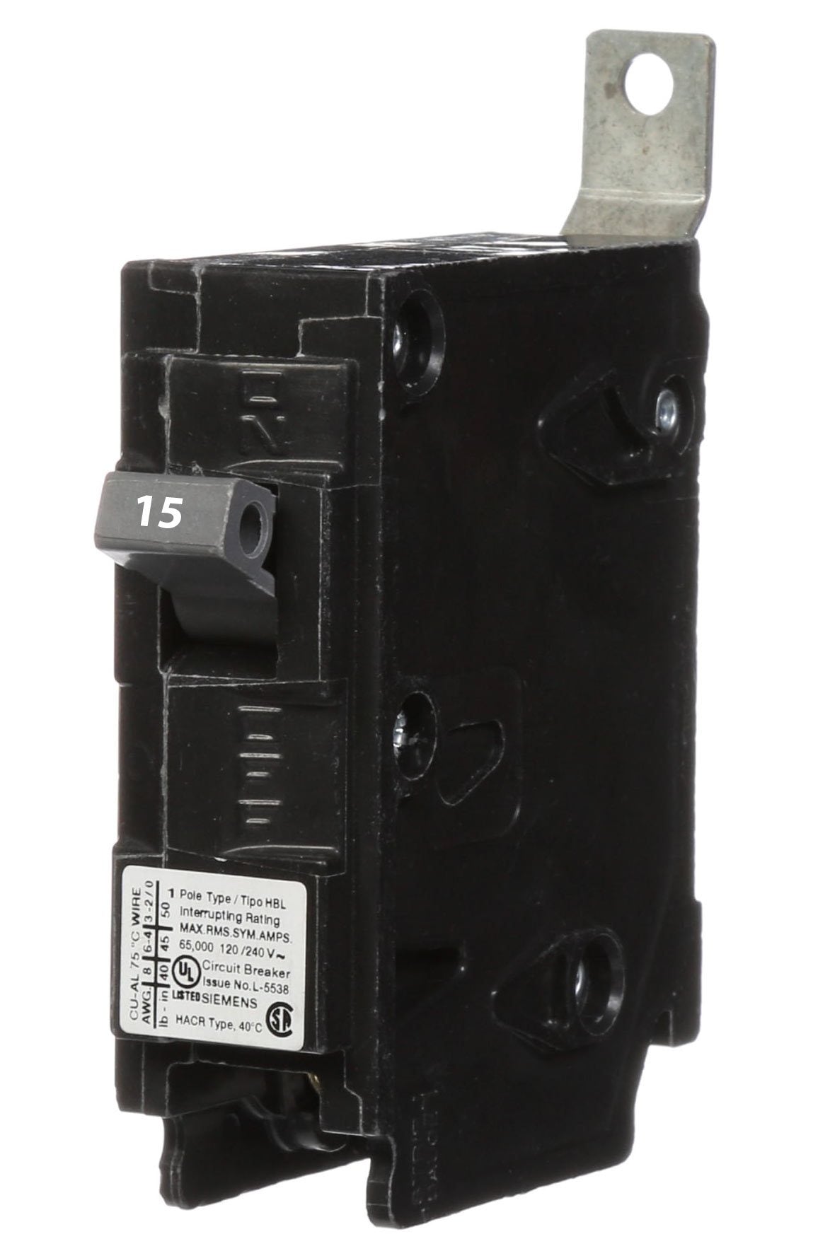 Siemens B115HH Circuit Breaker | 120V 15A 1P 65kA@240V Bolt-on BL Series