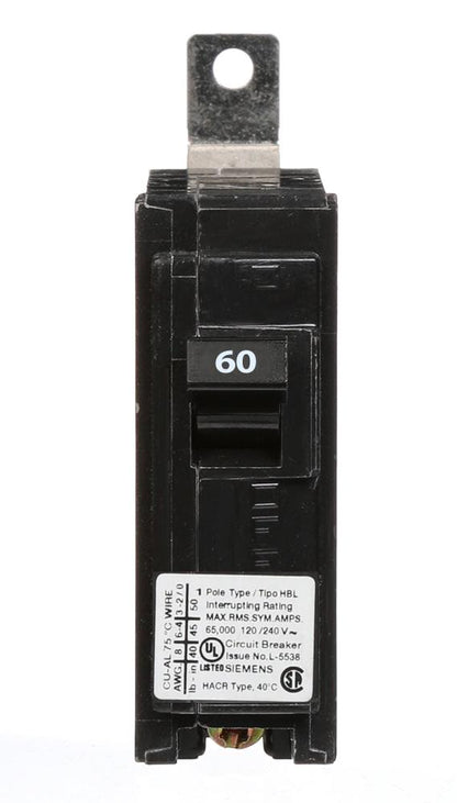 Siemens B160HH Circuit Breaker | 120V 60A 1P 65kA@240V Bolt-on BL Series