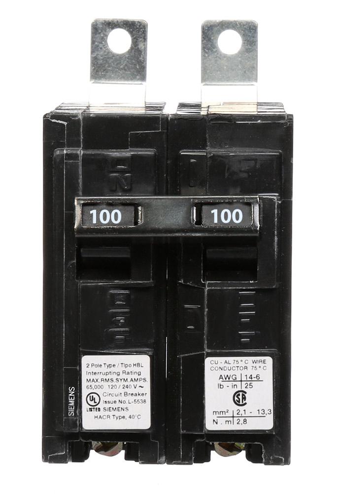 Siemens B2100HH Circuit Breaker | 120/240V 100A 2P 65kA@240V Bolt-on BL Series