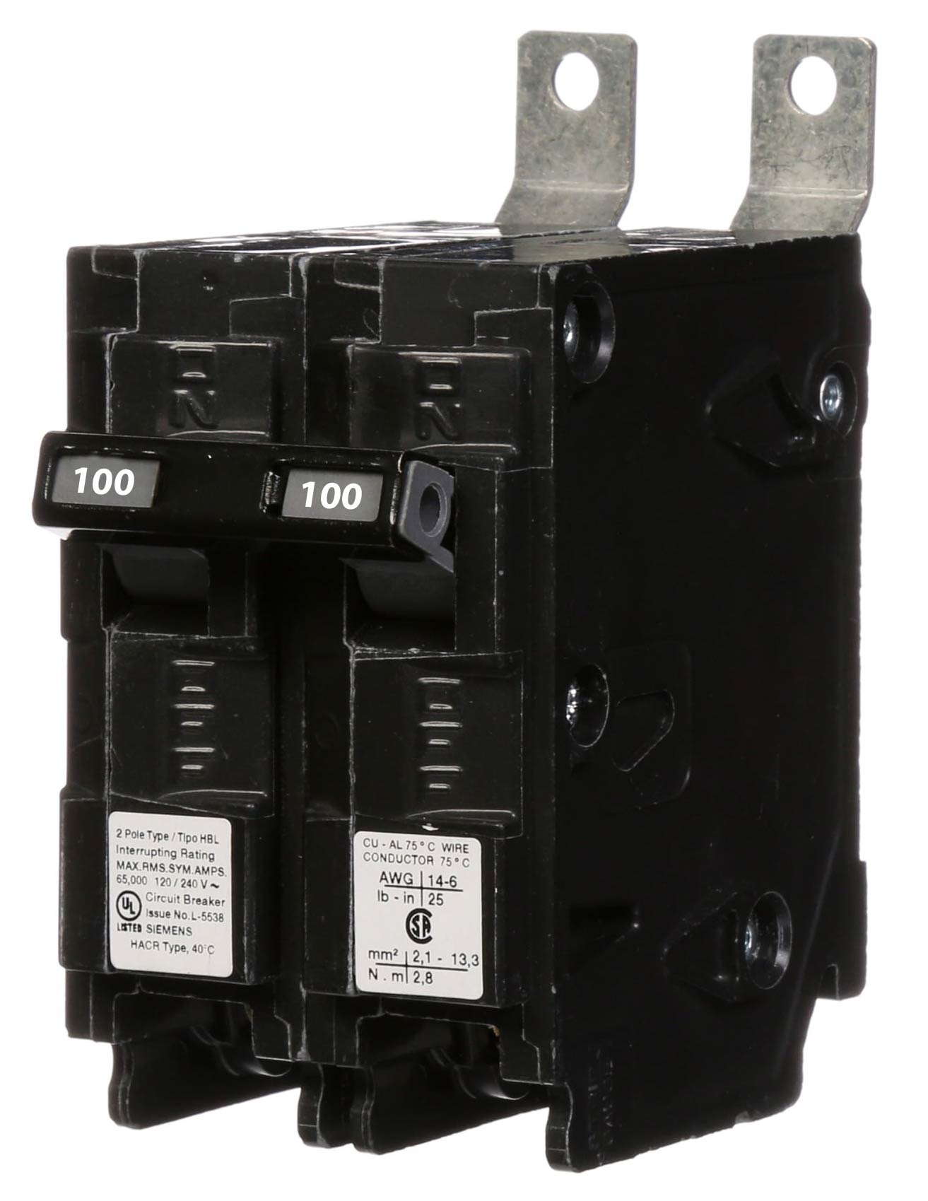 Siemens B2100HH Circuit Breaker | 120/240V 100A 2P 65kA@240V Bolt-on BL Series