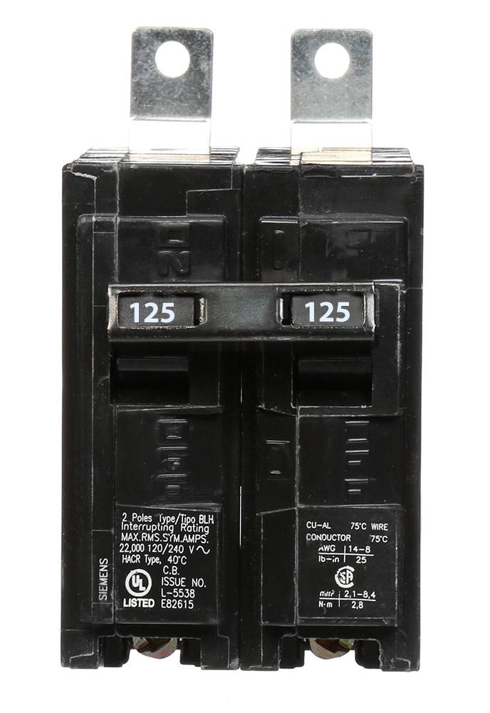 Siemens B2125H Circuit Breaker | 120/240V 125A 2P 22kA@240V Bolt-on BL Series