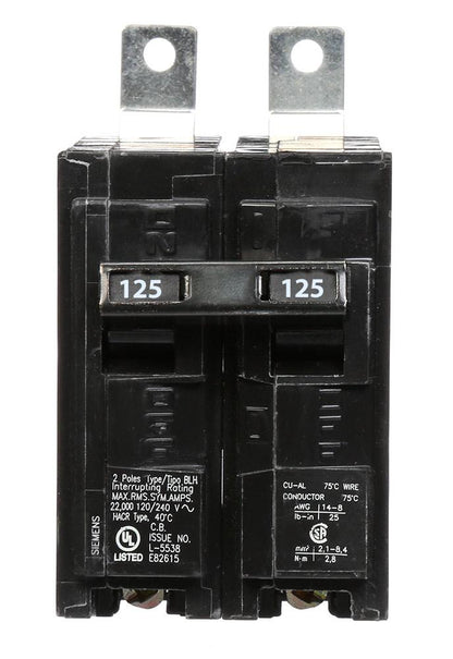 Siemens B2125H Circuit Breaker | 120/240V 125A 2P 22kA@240V Bolt-on BL Series