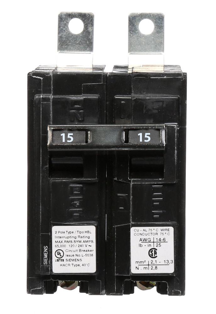 Siemens B215HH Circuit Breaker | 120/240V 15A 2 Pole 65kA@240V Bolt-on BL Series