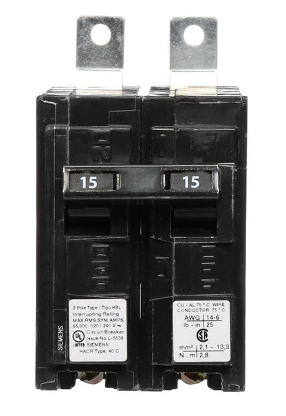 Siemens B215HH Circuit Breaker | 120/240V 15A 2 Pole 65kA@240V Bolt-on BL Series