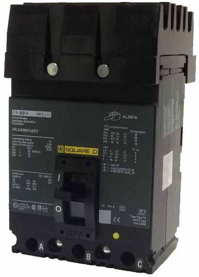 Square D FA340901037 Circuit Breaker | 480V 90A 3P 18kA@480V I-Line