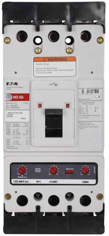 Cutler Hammer HKD3100X Circuit Breaker | 600V 100A 3P 65kA@480V Bolt-On Series C
