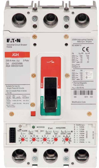 Cutler Hammer JGH3250NN Circuit Breaker | 600V 250A 3P 65kA@480V Bolt-On Series G
