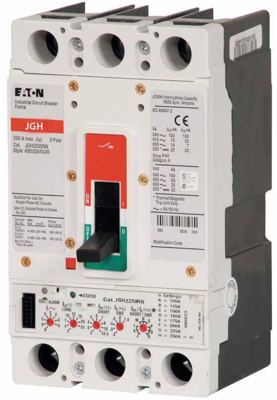 Cutler Hammer JGH3250NN Circuit Breaker | 600V 250A 3P 65kA@480V Bolt-On Series G