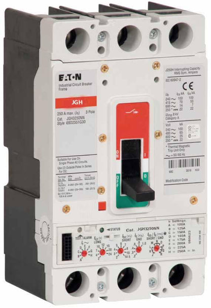Cutler Hammer JGH3250NN Circuit Breaker | 600V 250A 3P 65kA@480V Bolt-On Series G