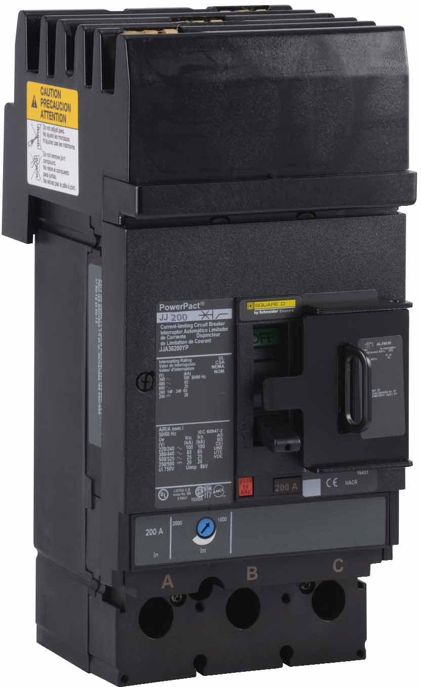 Square D JJA36200YP Circuit Breaker | 600V 200A 3P 65kA@480V I-Line Plug-In Powerpact