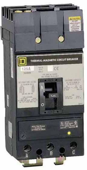 Square D KAL36125 Circuit Breaker | 600V 125A 3P 25kA@480V Feed-Thru KAL Series