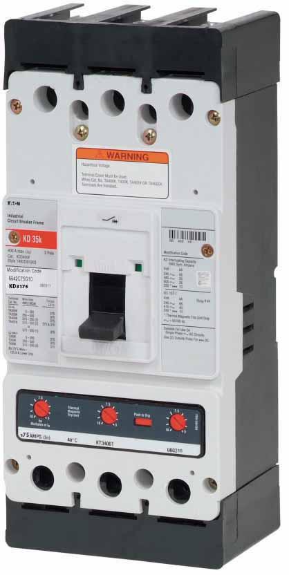 Cutler Hammer KD3175Y Molded Case Circuit Breaker | 600V 175A 3P 35kA@480V Bolt-On Series C