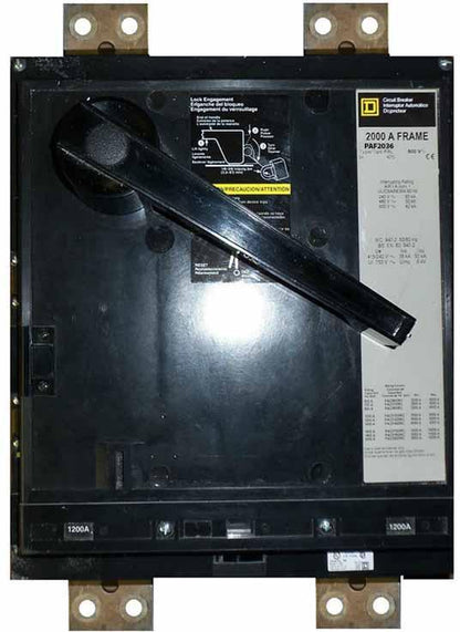 Square D PAF2036 Circuit Breaker | 600V 2000A 3P 42kA@600V Bolt-On PAF Series