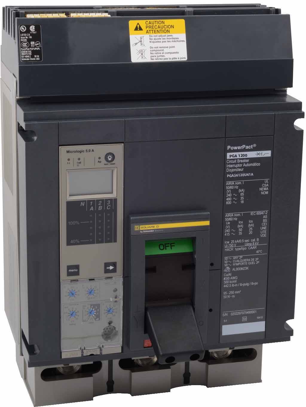 Square D PGA36120U41A Circuit Breaker | Powerpact PGA 600V 1200A