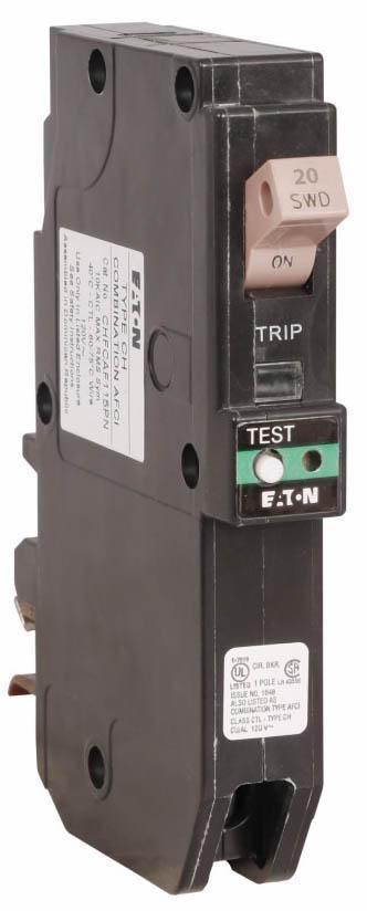 Cutler Hammer CHFCAF120PN Circuit Breaker | 120V 20A 1P 10kA@120V Plug-In CH Series