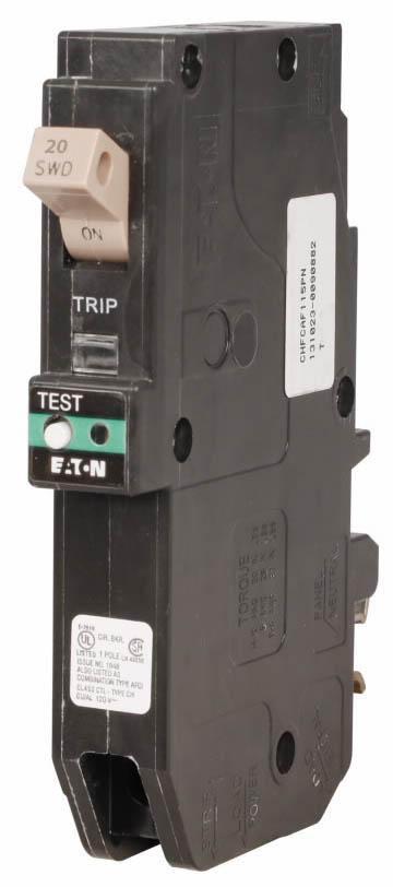 Cutler Hammer CHFCAF120PN Circuit Breaker | 120V 20A 1P 10kA@120V Plug-In CH Series