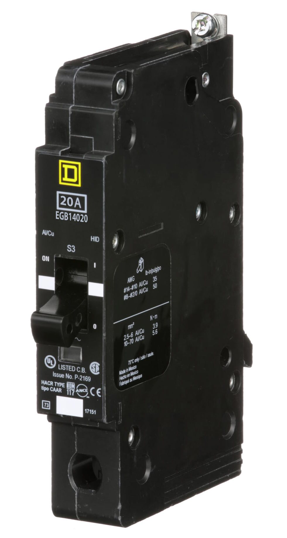 Square D EGB14020 Circuit Breaker | 277V 20A 1P 35kA@480V Bolt-on EGB Series