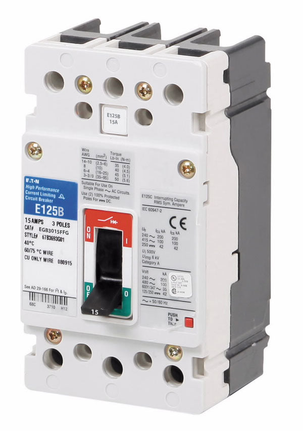 Eaton EGB3015FFB Circuit Breaker | 480V 15A 3P 18kA@480V Bolt-On Series G