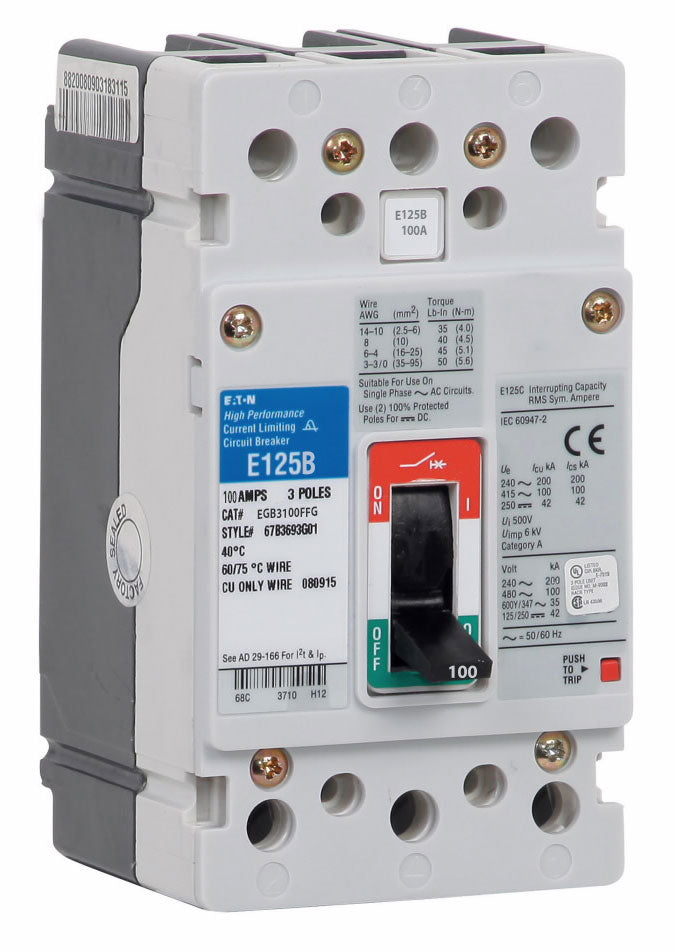 Cutler Hammer EGB3100FFG Circuit Breaker | Series G EGB 480V 100A