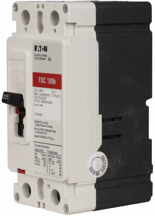 Eaton FDC2225 Circuit Breaker | 600V 225A 2P 100kA@480V Bolt-On Series C