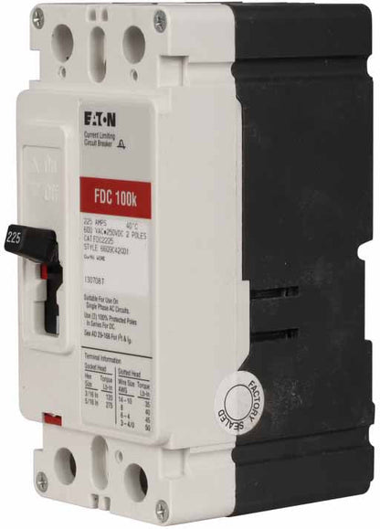 Eaton FDC2225 Circuit Breaker | 600V 225A 2P 100kA@480V Bolt-On Series C