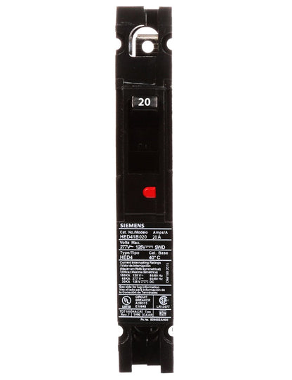 Siemens HED41B020L Circuit Breaker | 277V 20A 1P 65kA@277V Feed-Thru Sentron Series