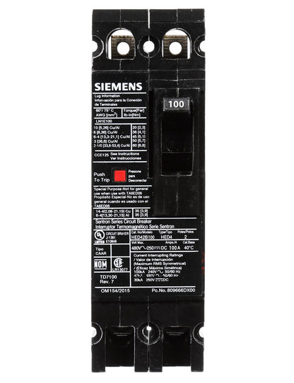 Siemens HED42B100L Circuit Breaker | Sentron Series HED 480V 100A