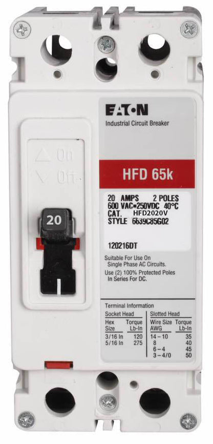 Eaton HFD2020V Circuit Breaker | Series C HFD 600V 20A