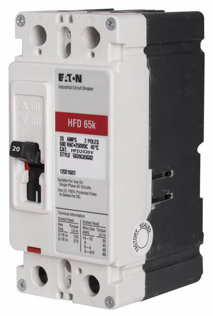 Eaton HFD2020V Circuit Breaker | Series C HFD 600V 20A